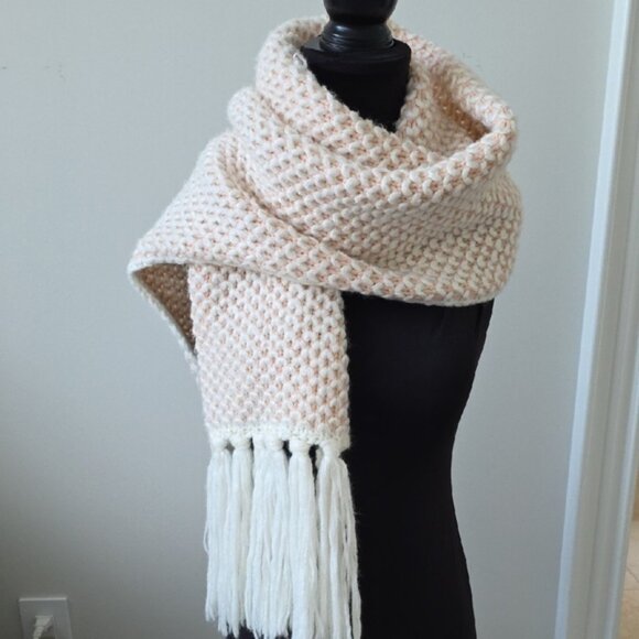 COLE HAAN | Alpaca Wool Chunky Oversized Scarf Pink Cream - Picture 1 of 4